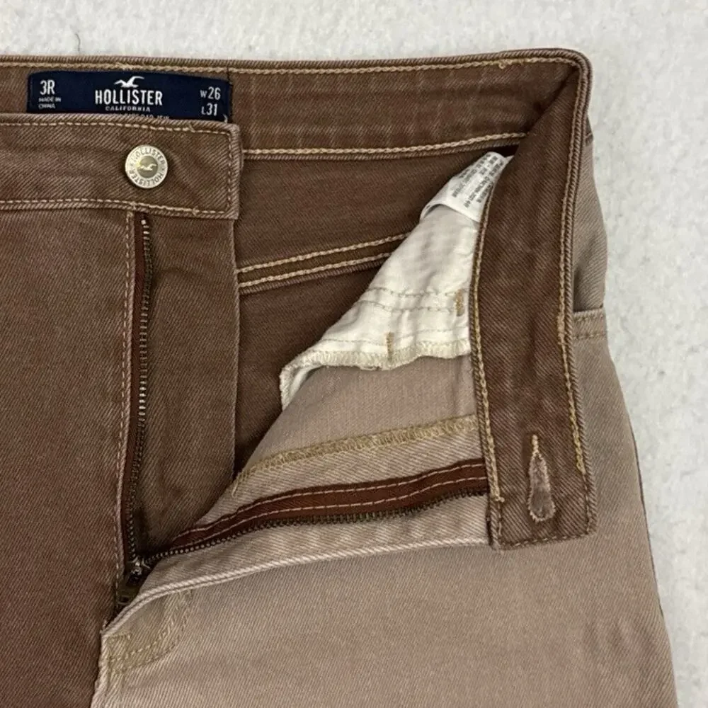 Hollister Ultra High Rise Dad Jeans Women’s 26 Patchwork Colorblock Raw Hem